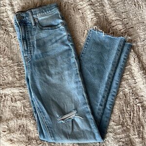 Madewell “The Perfect Vintage Jean” high-waist distressed Light Blue Jeans